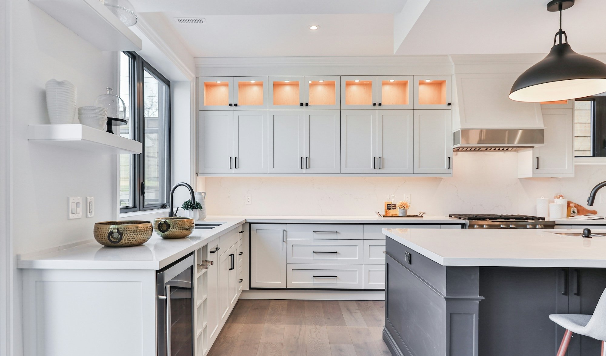 Modern kitchen remodel with white cabinets in San Antonio