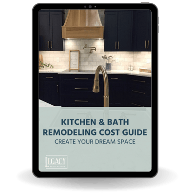 Tablet mockup of kitchen and bath cost guide