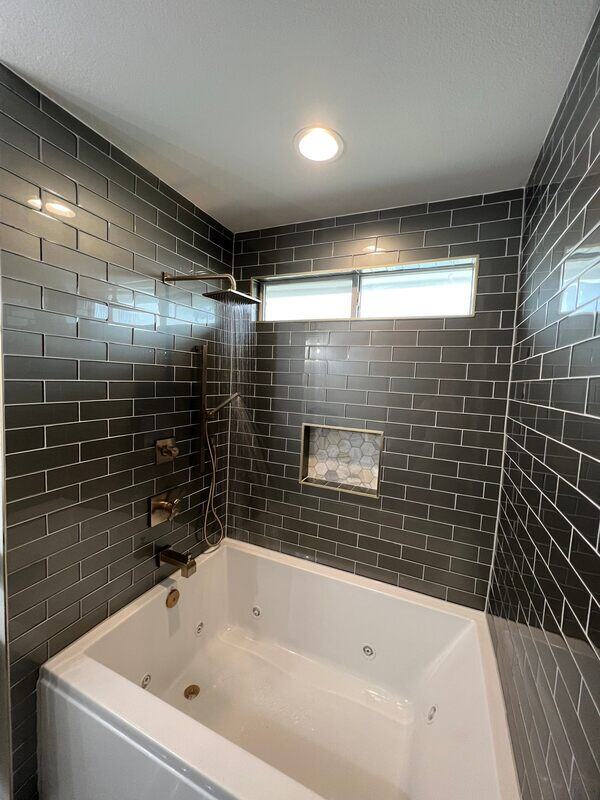 san antonio remodel bathroom with shower black tile 