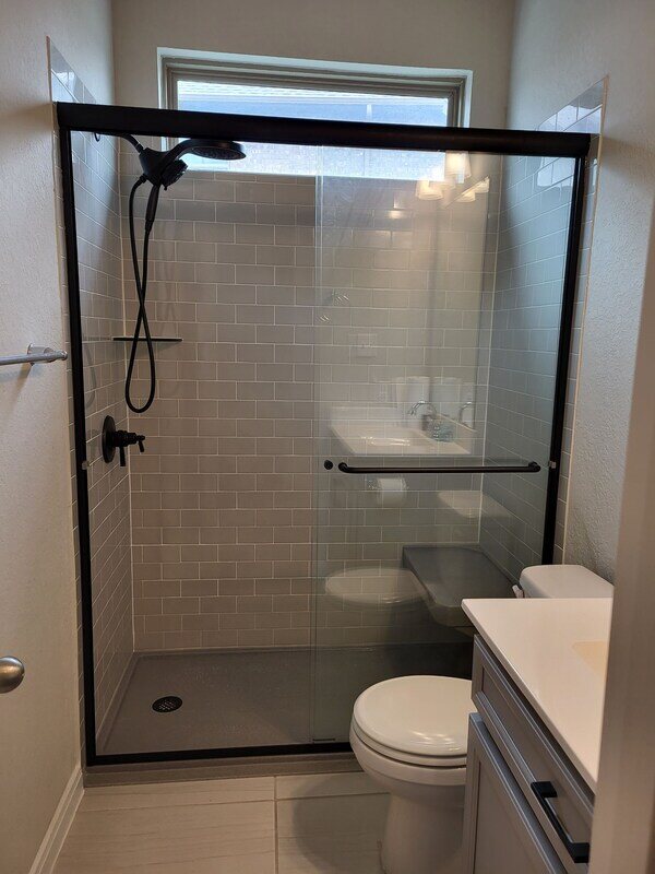 glass door on remodeled shower in san antonio